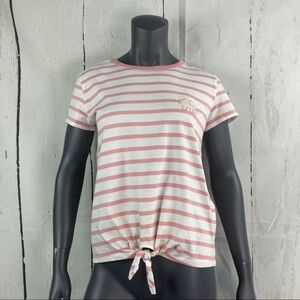 Ivory Ella pink & white striped knot tee